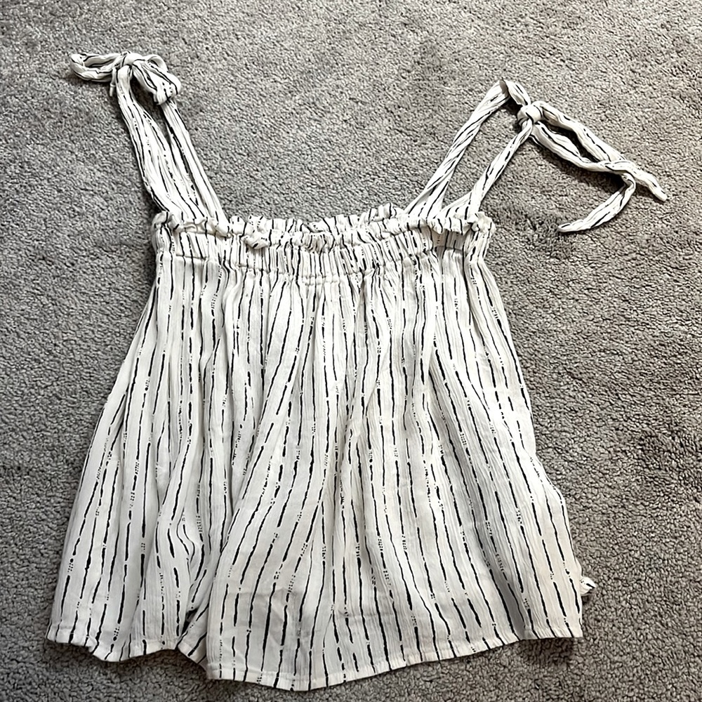 Flowy striped tank top with tie straps